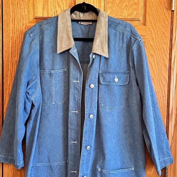 Marsh Landing Women's Vintage Denim Jacket L Blue Corduroy Collar Casual - Picture 3 of 8